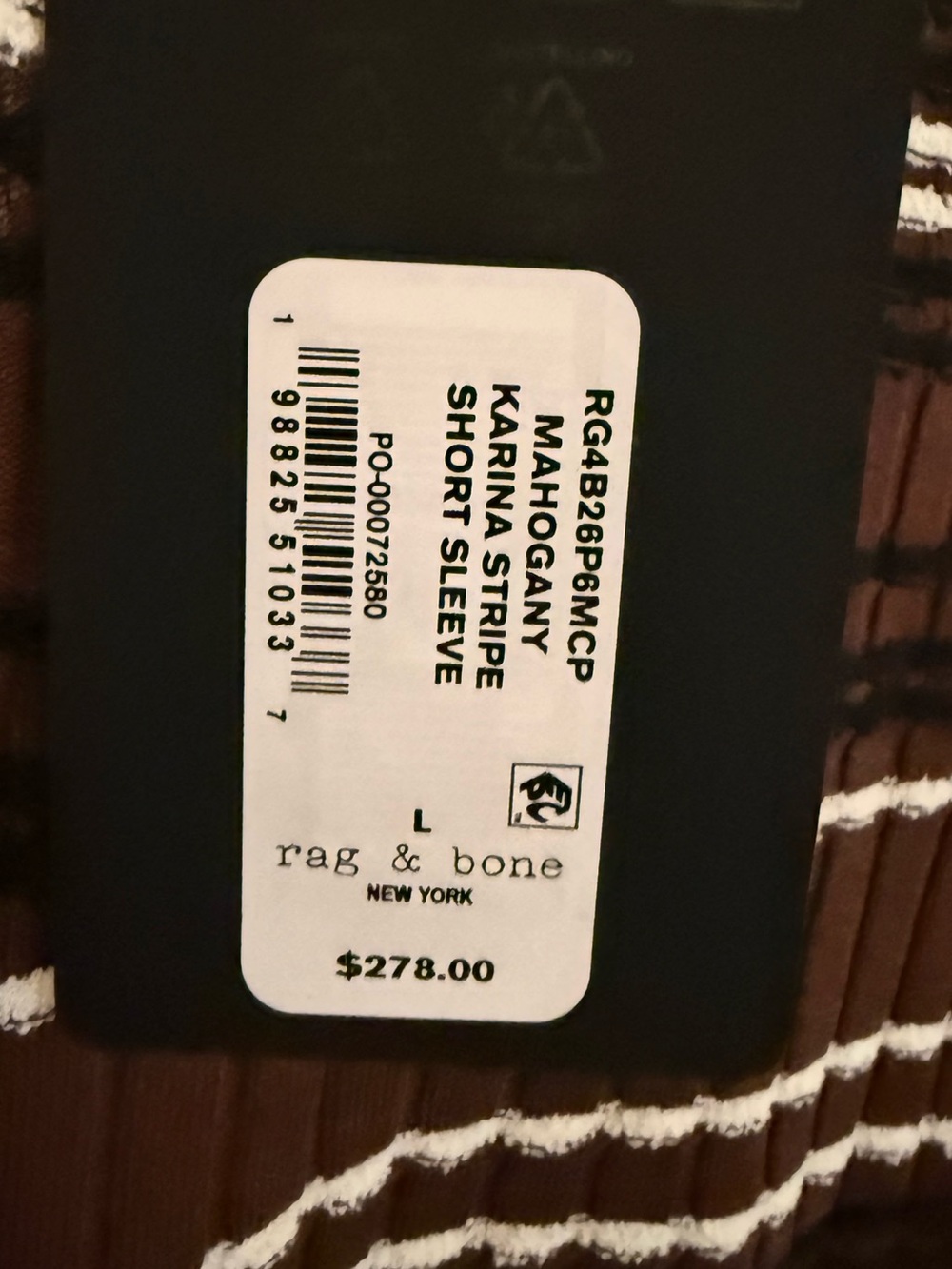 rag & bone Karina Striped Top Size L - Picture 2 of 3